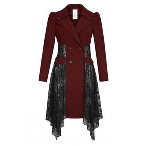 NEW CHIC STAR women's lace trench jacket in red